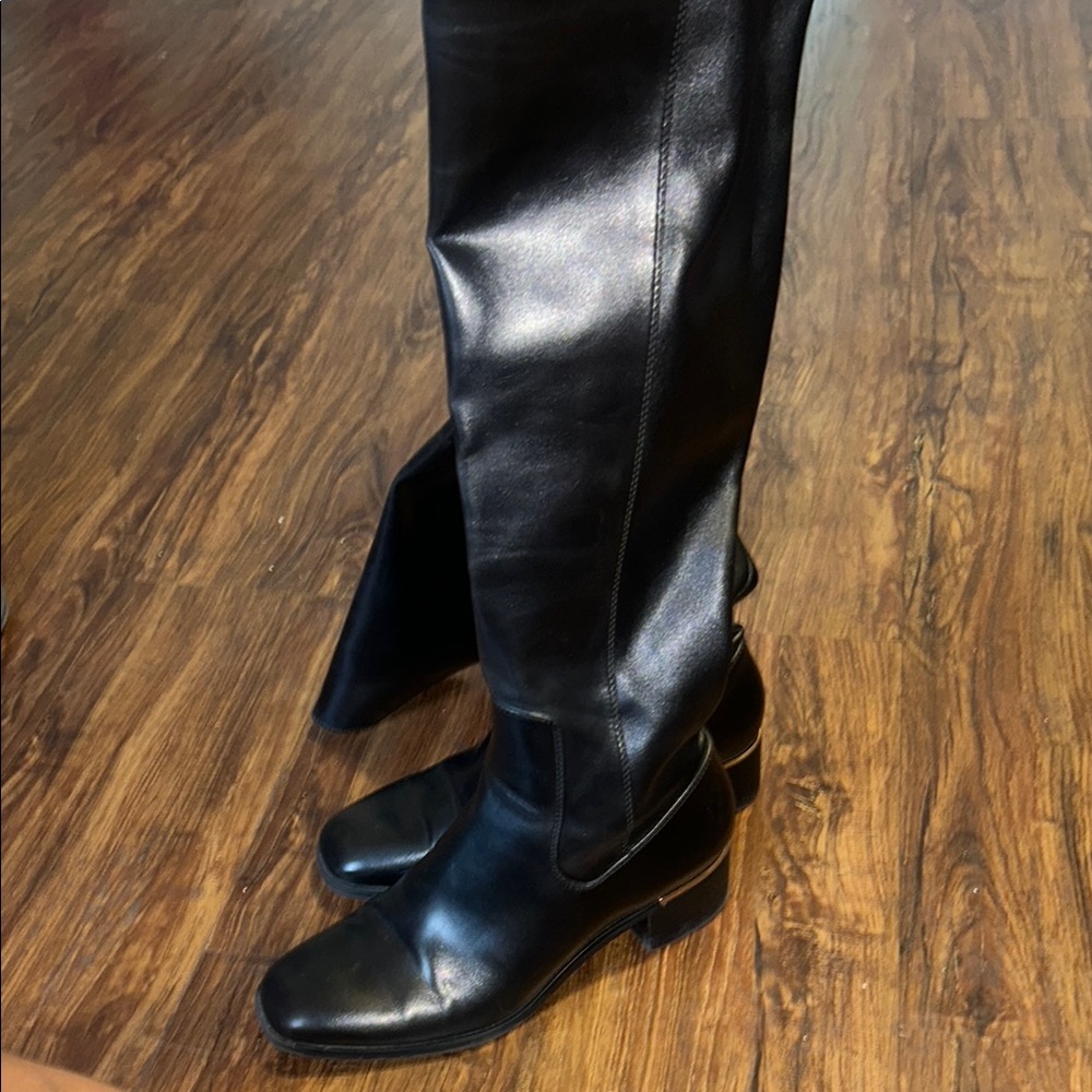 Black Leather Knee-High Boots